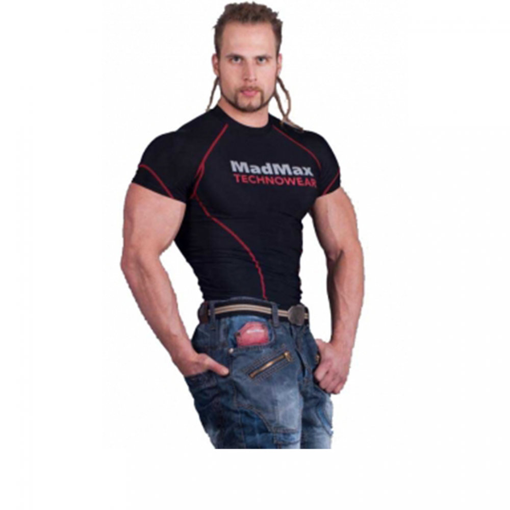 MADMAX Kompresní triko s krátkým rukávem - black/red